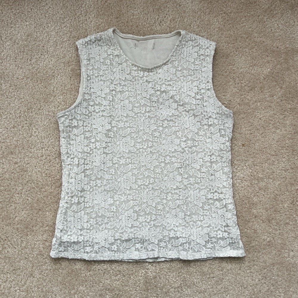 White lace floral tank top